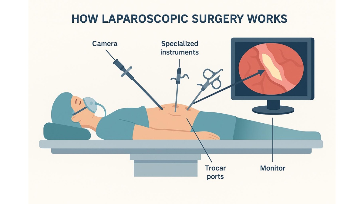 Laparoscopic surgery procedure — minimally invasive vascular treatment with precision instruments