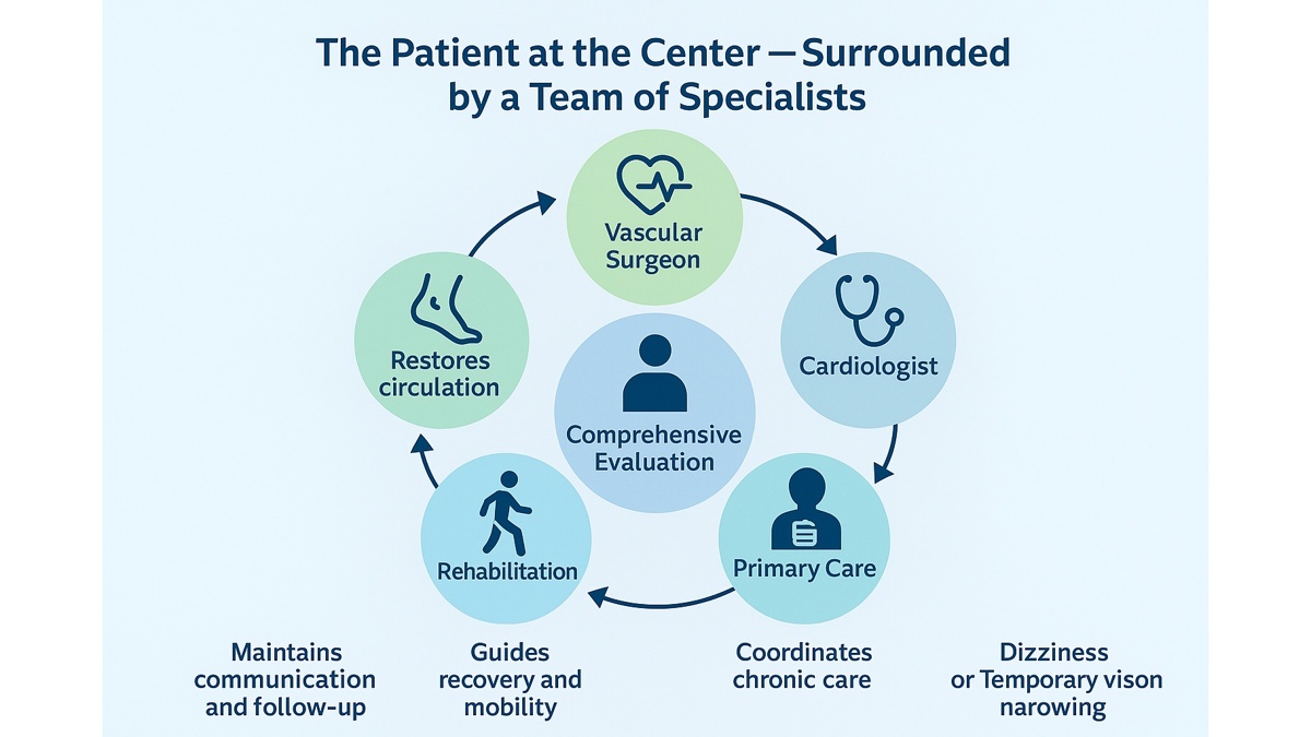 Patient care team working together — vascular health and treatment collaboration