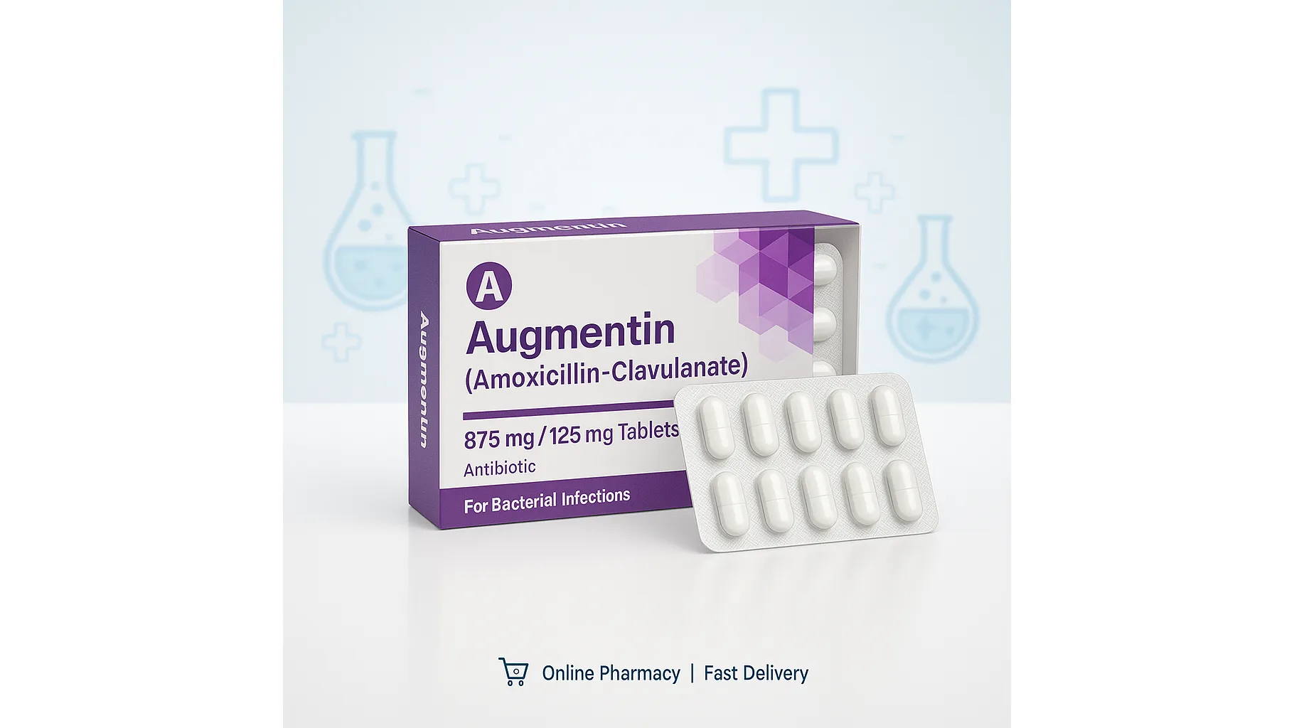 Augmentin (Amoxicillin + Clavulanate) antibiotic